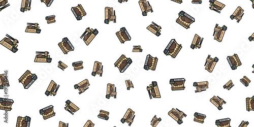 Seamless pattern with cartoon images of hamburgers on a white background