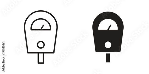 Parking meter icon. Line and Silhouette Icon Set.