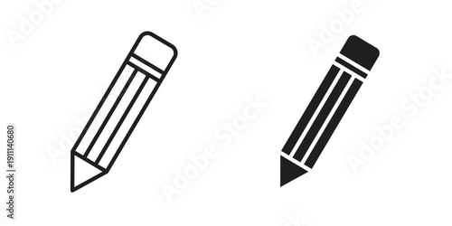 Pencil icon. Line and Silhouette Icon Set.
