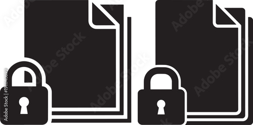 Secure Documents and Locked Files Icon, Representing Data Protection, Privacy, and Confidential Information