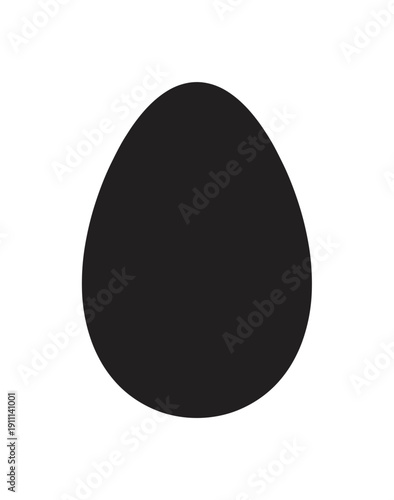 Simple black egg-shaped silhouette icon with a smooth, clean form, symbolizing concepts of birth, life, and new beginnings in a minimalist and bold graphic style