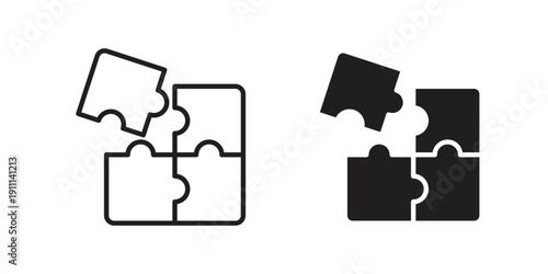 Puzzle icon. Line and Silhouette Icon Set.