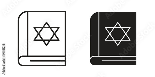 Quran book icon. Line and Silhouette Icon Set.