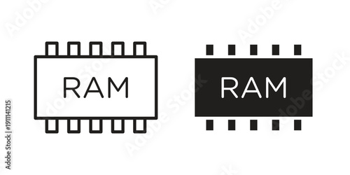 Ram memory icon. Line and Silhouette Icon Set.