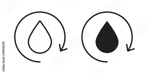 Recycle water icon. Line and Silhouette Icon Set.