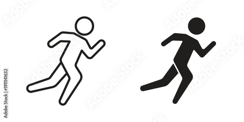 Running icon. Line and Silhouette Icon Set.