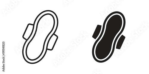 Sanitary pad icon. Line and Silhouette Icon Set.