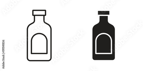 Sauce bottles icon. Line and Silhouette Icon Set.
