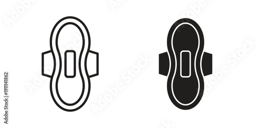 Sanitary pad icon. Line and Silhouette Icon Set.