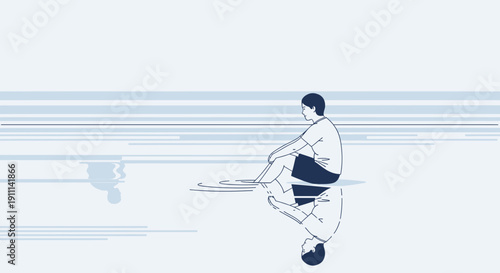 Person Sitting By Water Reflecting On Their Thoughts