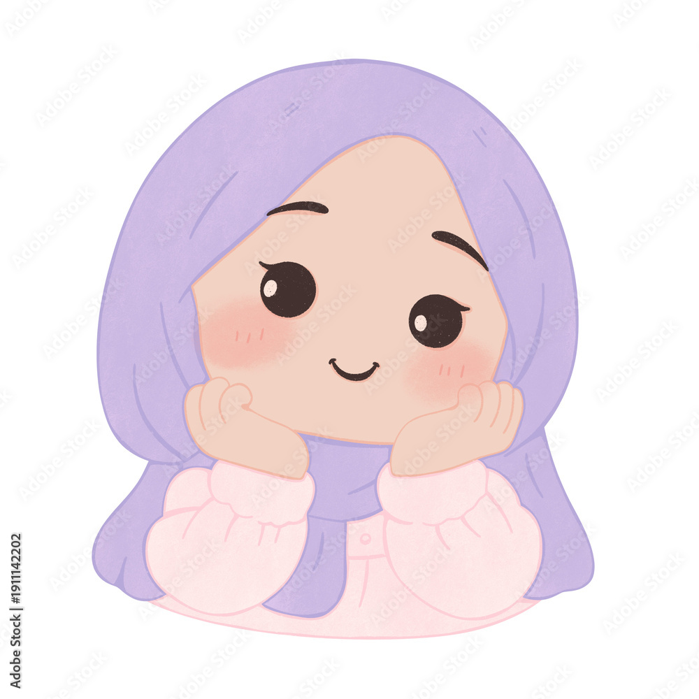 Fototapeta premium Cute Hijab Girl Chin Pose
