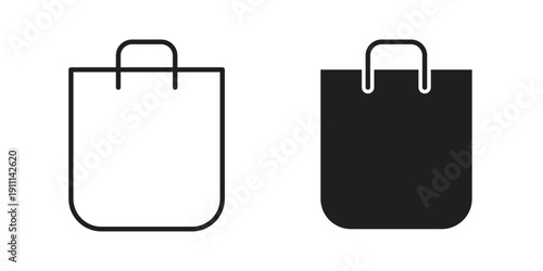 Shopping bag icon. Line and Silhouette Icon Set.