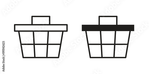 Shopping basket icon. Line and Silhouette Icon Set.