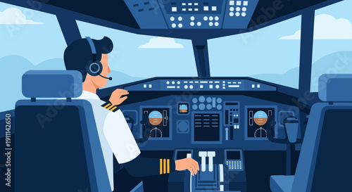 Pilot Controls Aircraft Cockpit Instruments Flight Control Panel Navigation Display Aviation