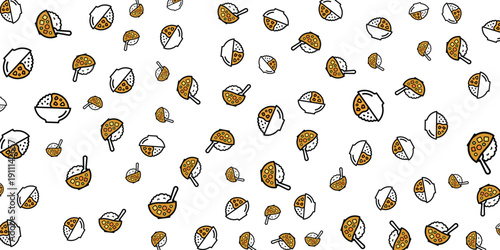 Seamless Pattern of Hand-Drawn Acorn and Oak Leaf Illustrations on a White Background