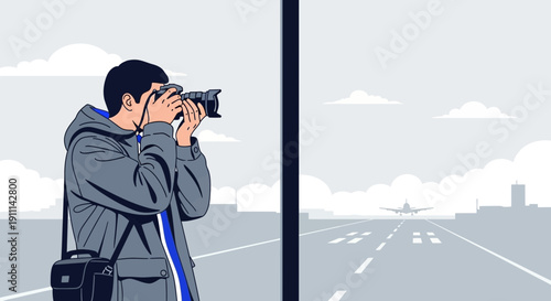 Photographer Captures Airplane Landing At Airport Runway With Minimalist Style