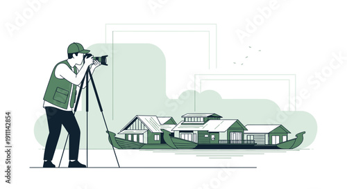 Photographer Captures Floating Village Scene On Tripod