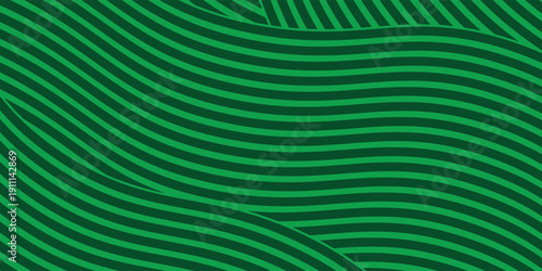 Green farm banner, organic abstract background with fields. Wavy green stripes, natural organic products. Ecological background. vector.