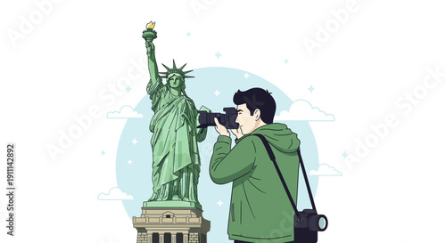 Photographer Captures Iconic Statue of Liberty Landmark Scene