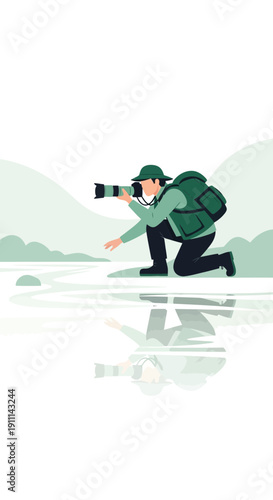 Photographer Capturing Scenic Outdoor Moments With Professional Gear