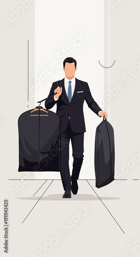 Professional Man Carrying Garment Bags And Suit Garment Bag For Dry Cleaning Or Travel