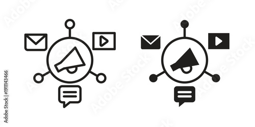 Social campaign icon. Line and Silhouette Icon Set.