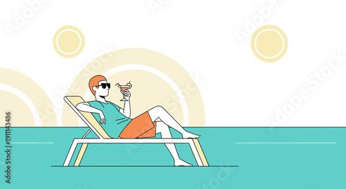 Relaxing Summer Vacation Scene With Person Enjoying Drink On Deck Chair