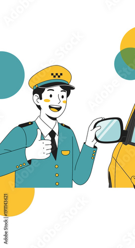 Professional Taxi Driver Offering Excellent Service With A Friendly Gesture