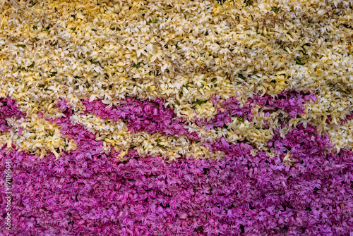 Floral decoration with colorful hyacinths