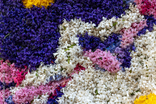 Floral decoration with colorful hyacinths