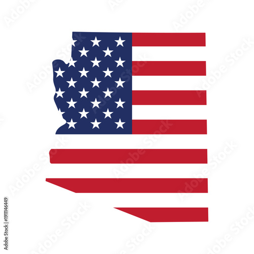 Arizona map silhouette with American flag