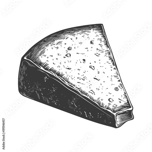 A graphic illustration of a wedge shaped piece of cheese