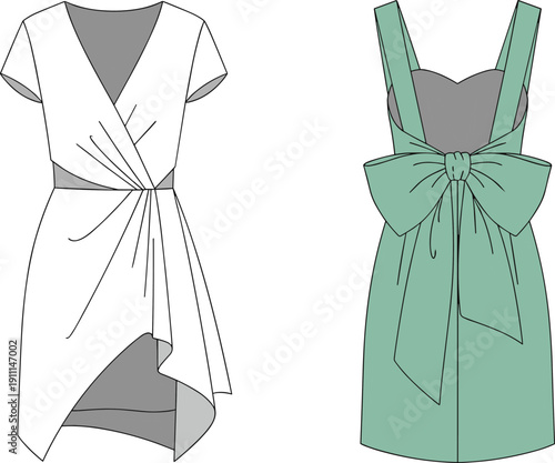 Two Fashion Dress One White and One Green dresses fashion white dress straps
