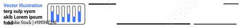 Data graph with vertical bars in blue and grey tones, showcasing levels or quantities. Ideal for analytics, statistics, progress tracking, technology, education, dashboards, and simple landing page