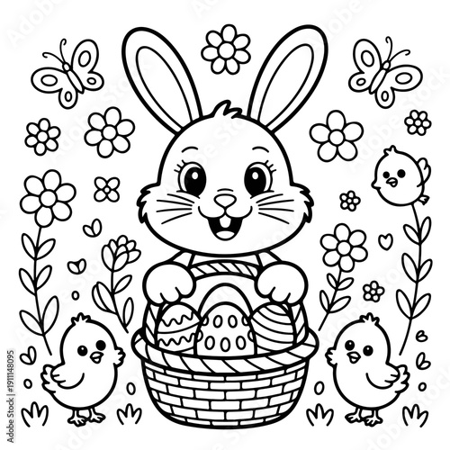 Happy Easter Bunny Bold & Easy Coloring Book for Kids and Adults.