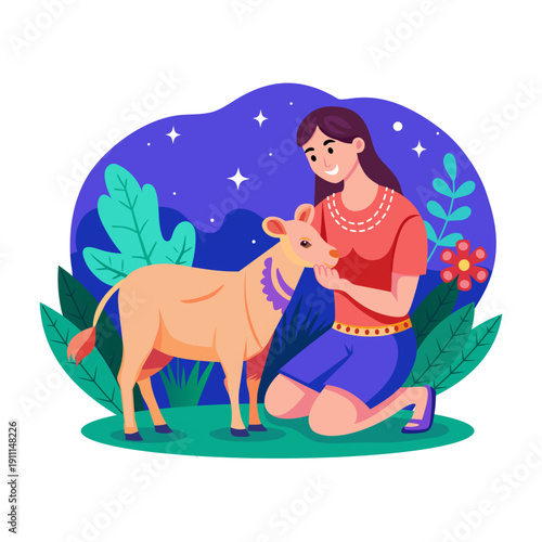 Flat style illustration showing eid animal