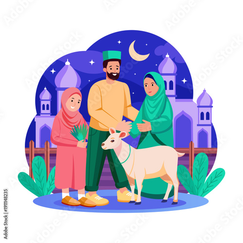 A flat style illustration representing family