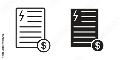 Electricity utility bill icon. Vector Isolated Illustration for web design.