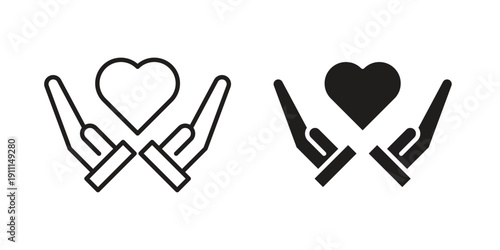 Heart in palms icon. Vector Isolated Illustration for web design.