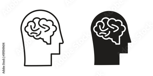 Human head with the brain icon. Vector Isolated Illustration for web design.
