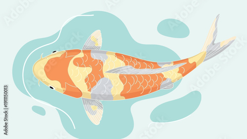 Colorful koi fish illustration swimming in calm water