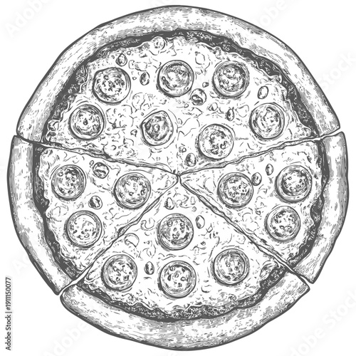 A delicious pepperoni pizza sliced and ready to be eaten