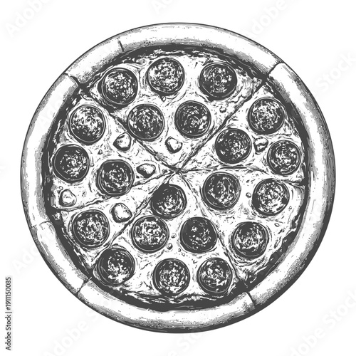 A Round Pizza Cut Into Slices With Pepperoni Toppings Present