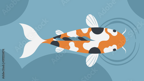 Colorful koi fish swimming in water with ripple effect illustration