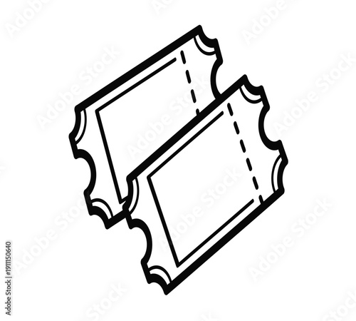 Two blank movie tickets with perforated edge