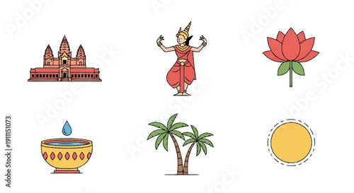 Hindu temple dancer lotus flower diya palm tree sun diya lamp 1