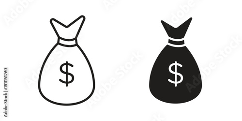 Money bag icon. Vector Isolated Illustration for web design.