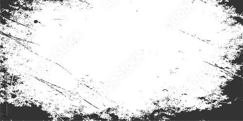 Abstract grunge background with a black and blue ink splash design featuring liquid drops and a dirty paint texture frame