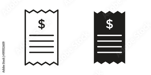 Receipt icon. Vector Isolated Illustration for web design.