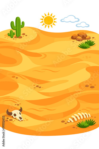 A vivid cartoon drawing of a deserted theme from a top view, leaving no footprints